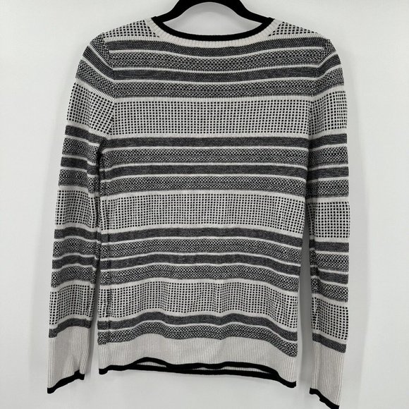 41 Hawthorn Women's Sweater  Black White Striped Knit Crewneck‎ Size Medium - Picture 5 of 7